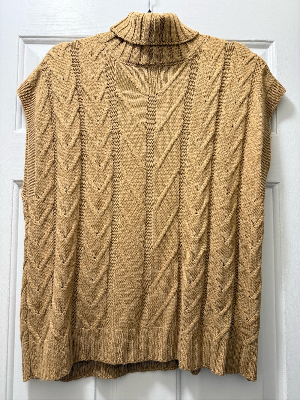 SHEIN Sleeveless Turtleneck Cable Knit Sweater - Khaki - Picture 6 of 6